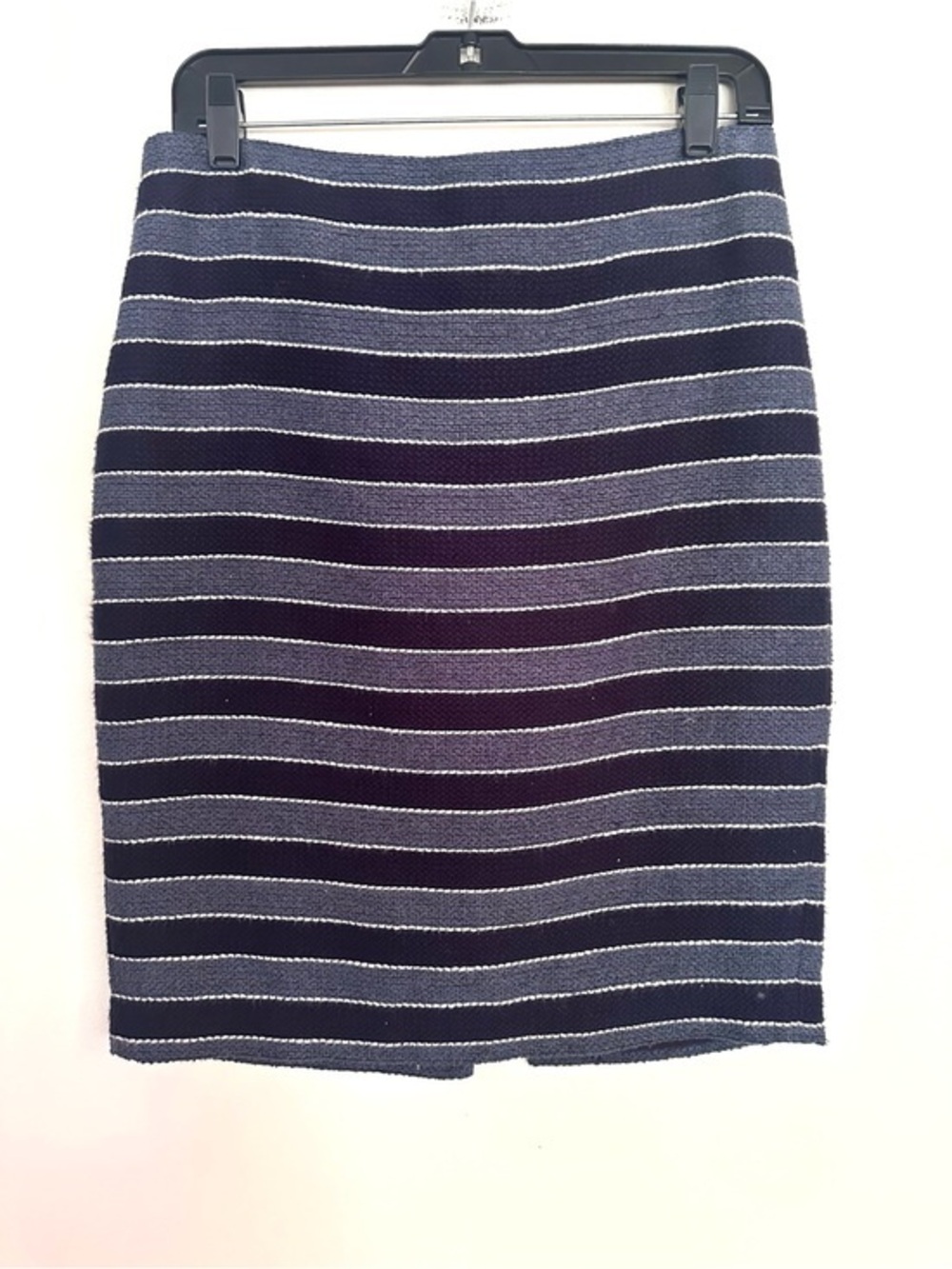 LOFT Navy Striped Knit Lined Cotton Pencil Skirt Size 6